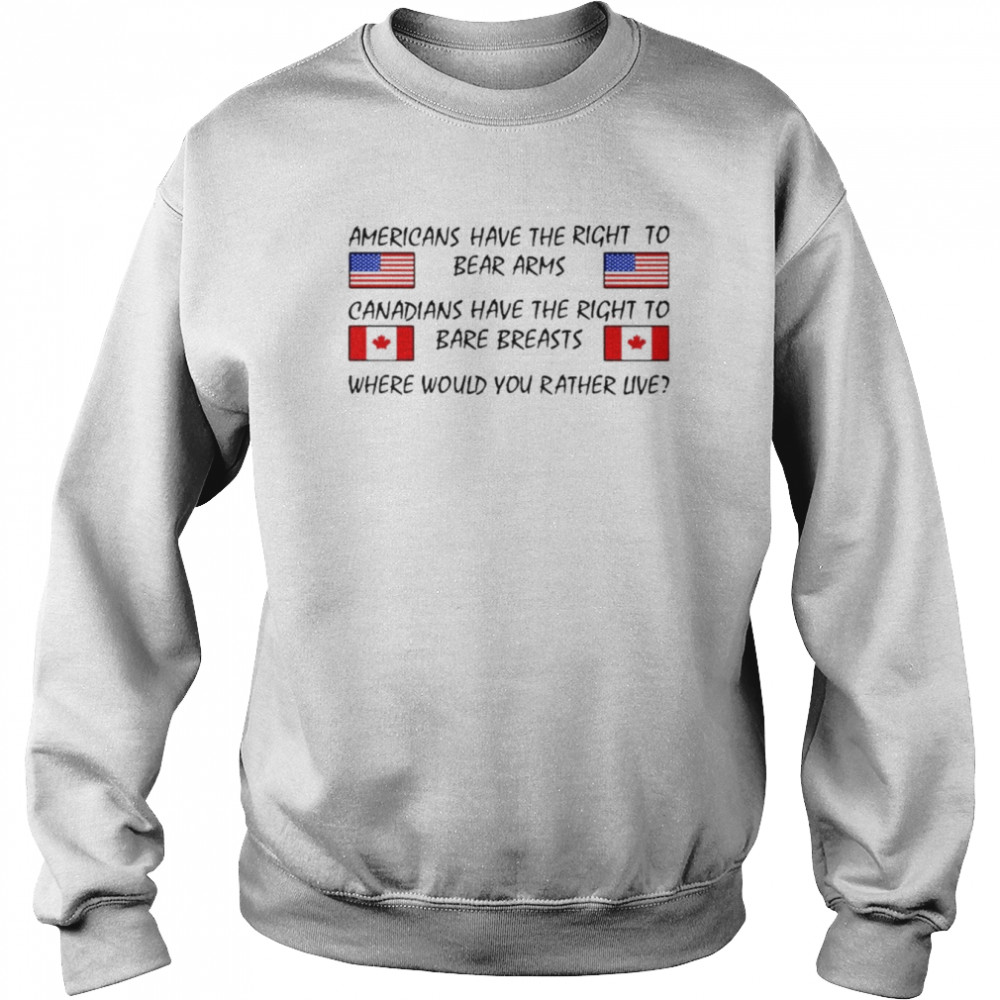 Americans have the right to bear arms canadians have the right to bare breasts  Unisex Sweatshirt