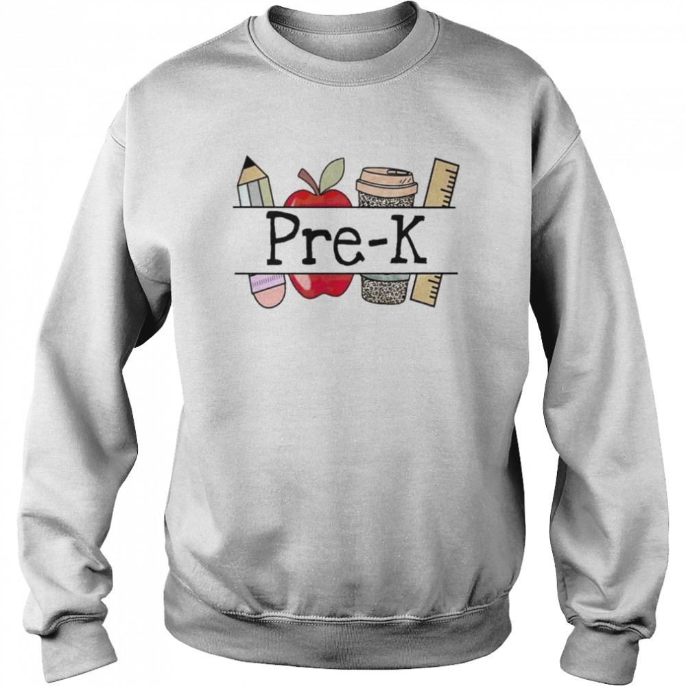 Apple Coffee Pencil Pre-K Teacher Shirt Unisex Sweatshirt