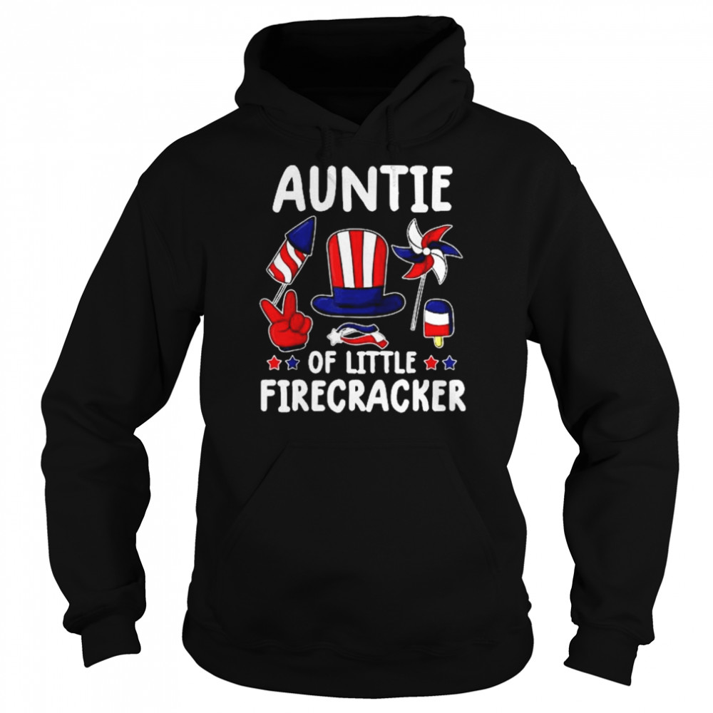 Auntie Of The Little Firecracker 4th Of July Matching Shirt Unisex Hoodie