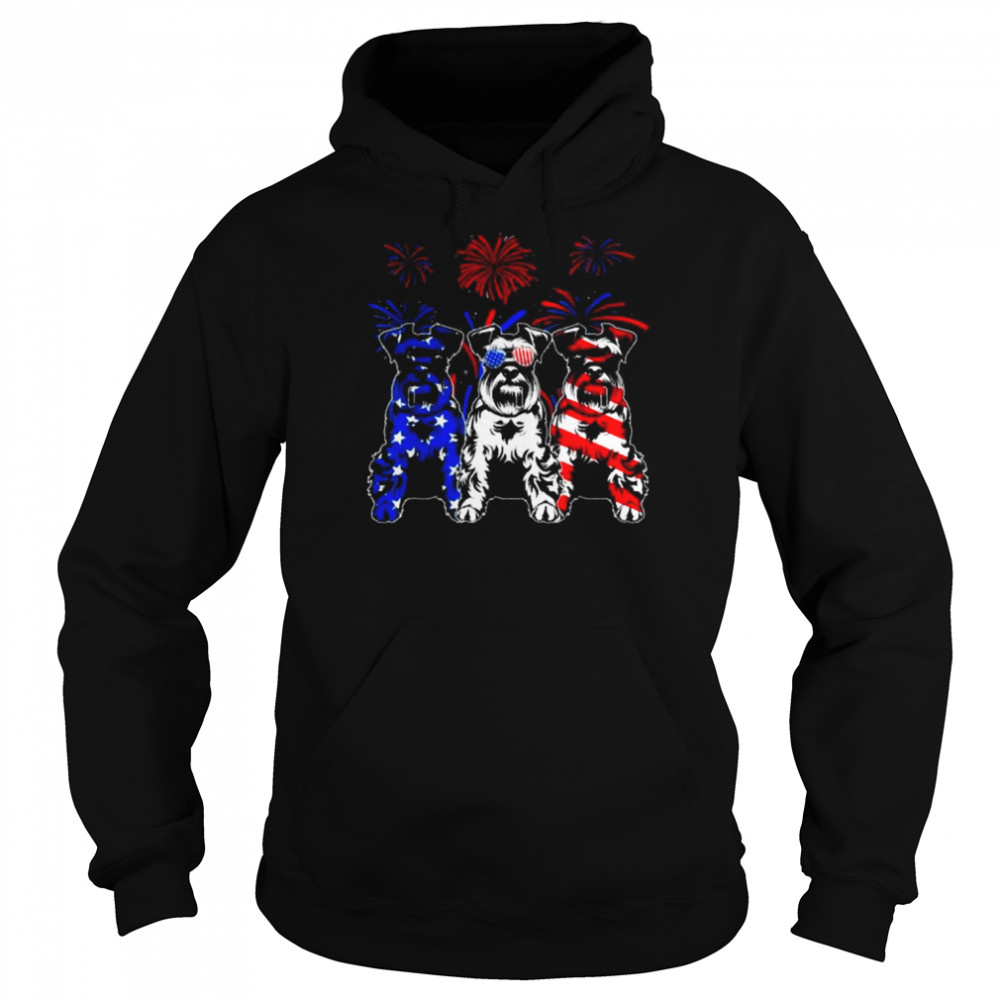 Awesome Schnauzer Dog American Flag 4th Of July Shirt Unisex Hoodie