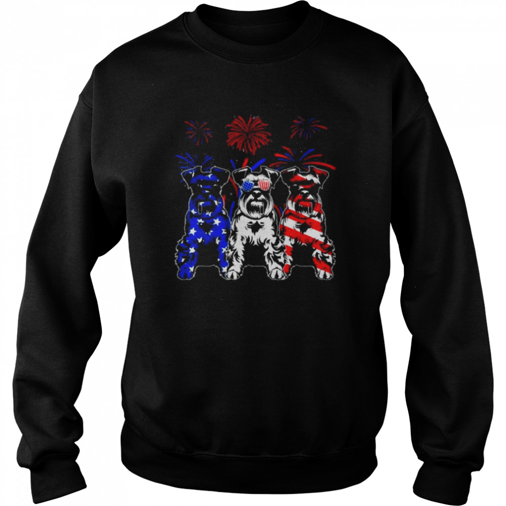 Awesome Schnauzer Dog American Flag 4th Of July Shirt Unisex Sweatshirt