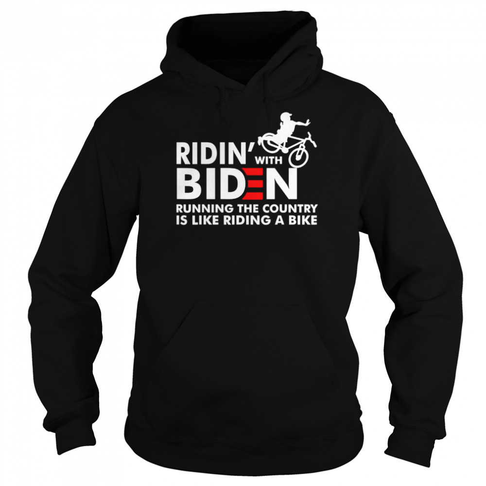 Biden Falling Off His Bicycle Riding with Biden Bike T-Shirt Unisex Hoodie