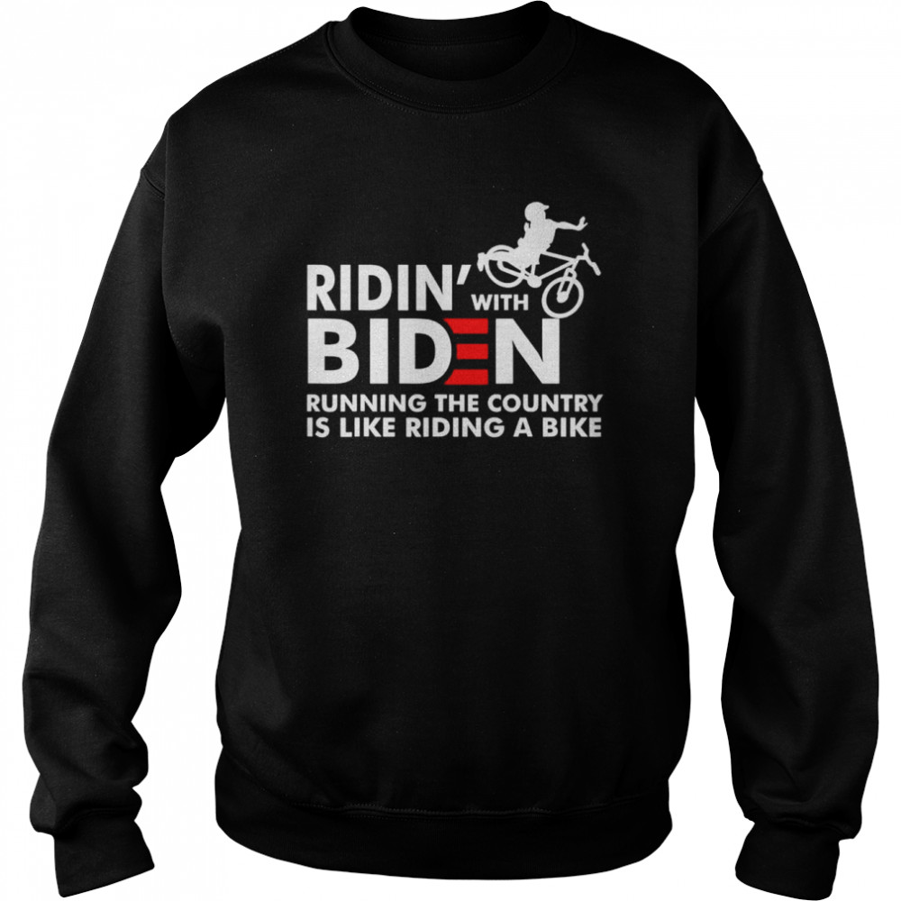 Biden Falling Off His Bicycle Riding with Biden Bike T-Shirt Unisex Sweatshirt