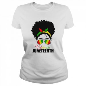 Black Messy Bun Girls Juneteenth Celebrating 1865 Flag Shirt Classic Women's T-shirt