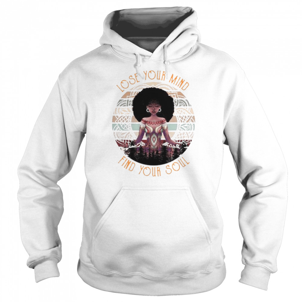 Black girl yoga lose your mind find your soul vintage  Unisex Hoodie