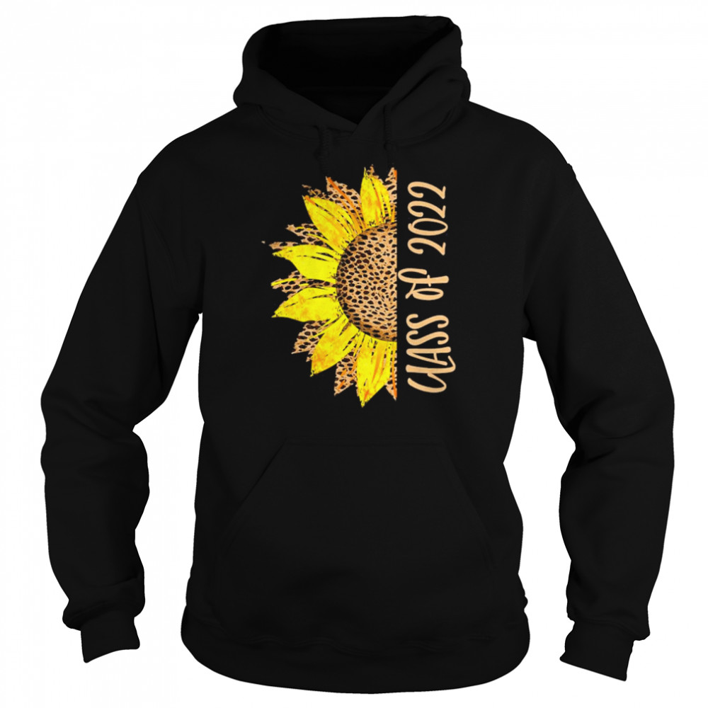 Class Of 2022 Senior Leopard Print Cheetah Half Sunflower Shirt Unisex Hoodie