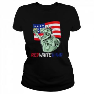 Dinosaur 4th of july American Flag Red White Rawr Tee Shirt Classic Women's T-shirt