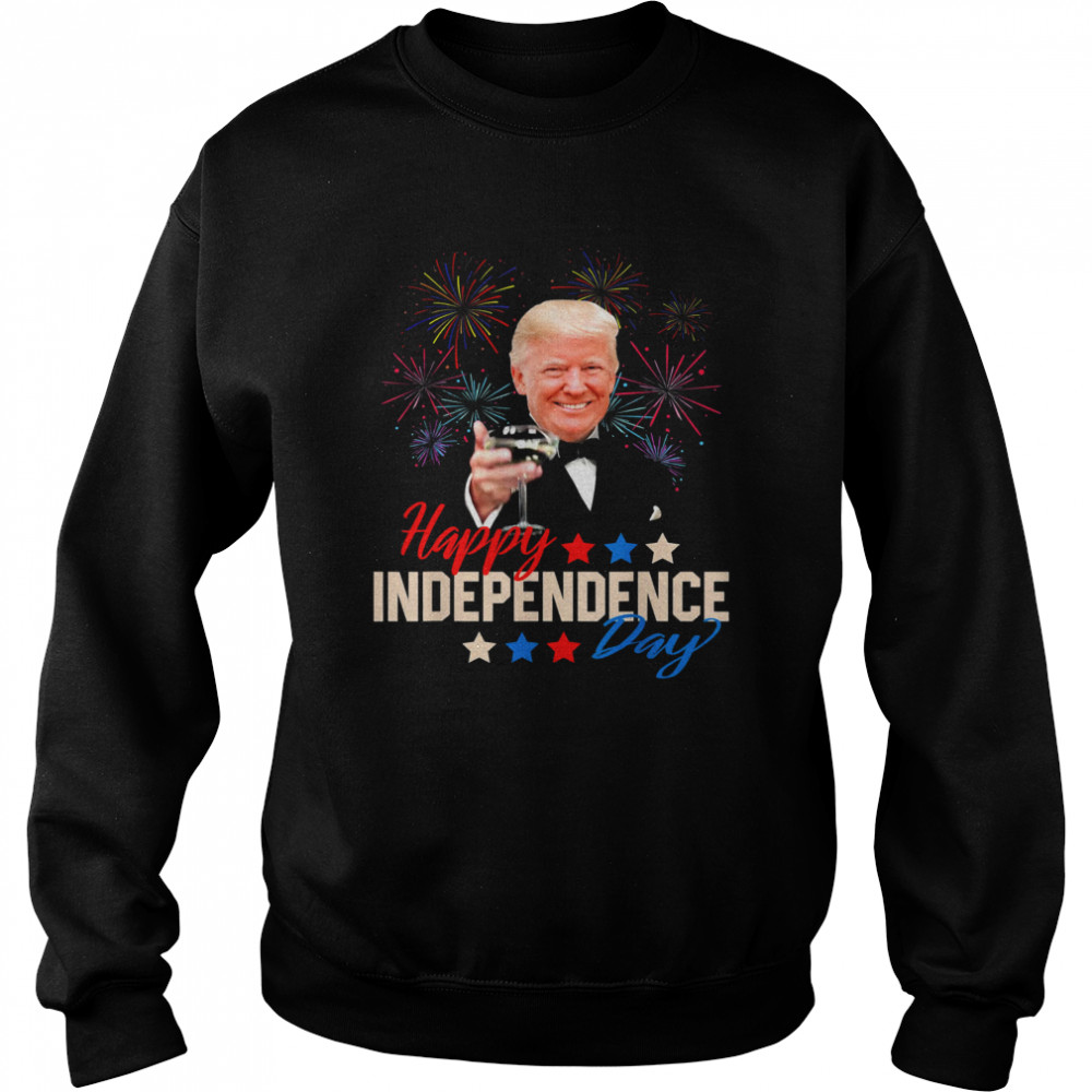 Donald Trump Happy 4th Of July American Flag Fireworks T-Shirt Unisex Sweatshirt