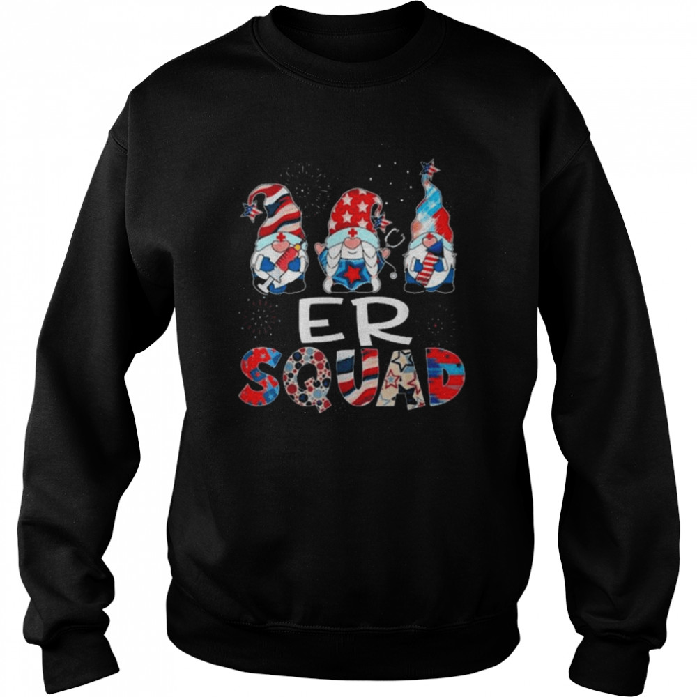 ER Squad Gnomes USA Flag 4th Of July Pride Nurse Stethoscope Shirt Unisex Sweatshirt