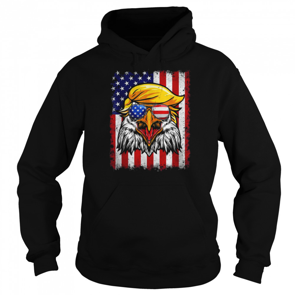 Eagle Trump 4th Of July USA Flag American Patriotic Shirt Unisex Hoodie