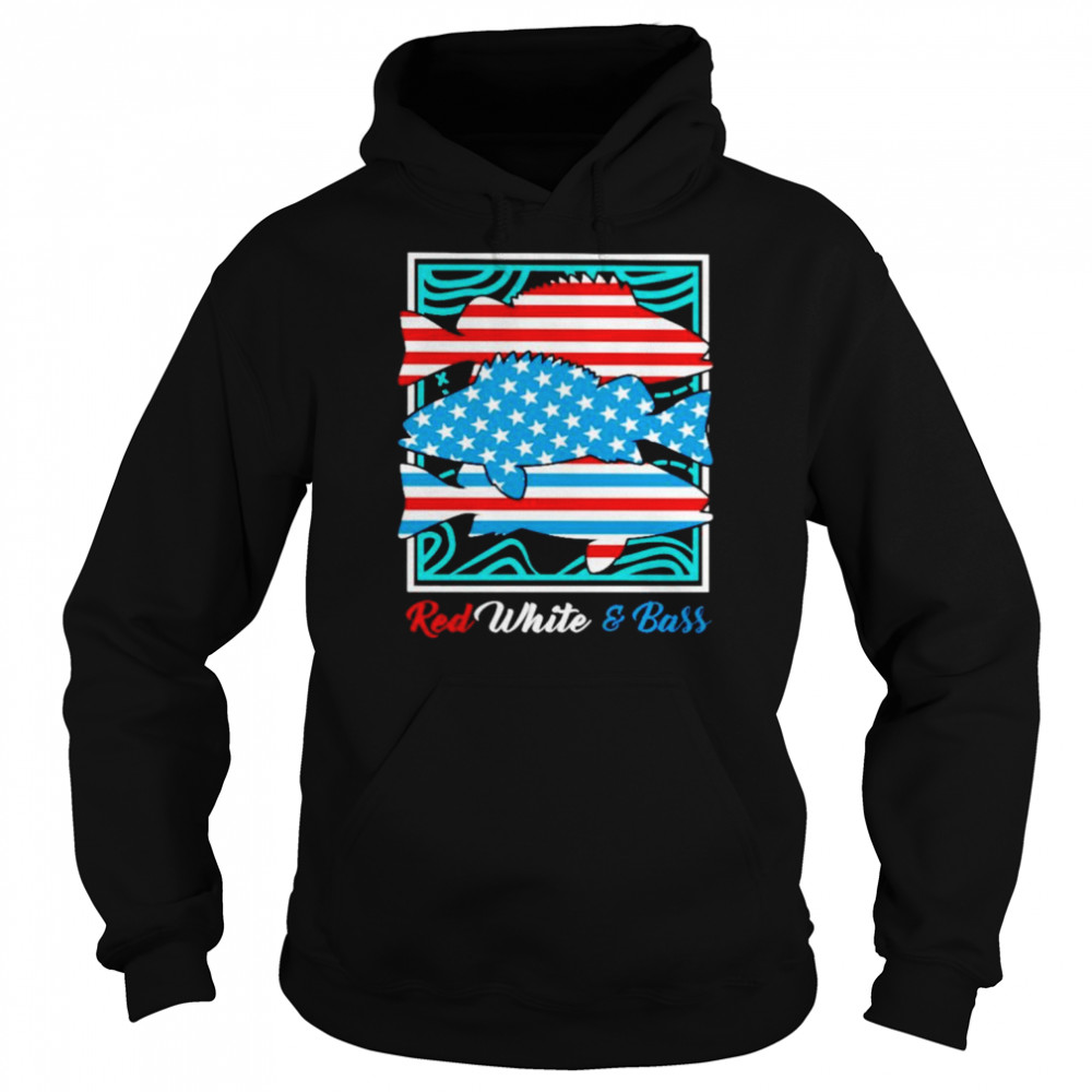 Fishing 4th of July red white and bass  Unisex Hoodie