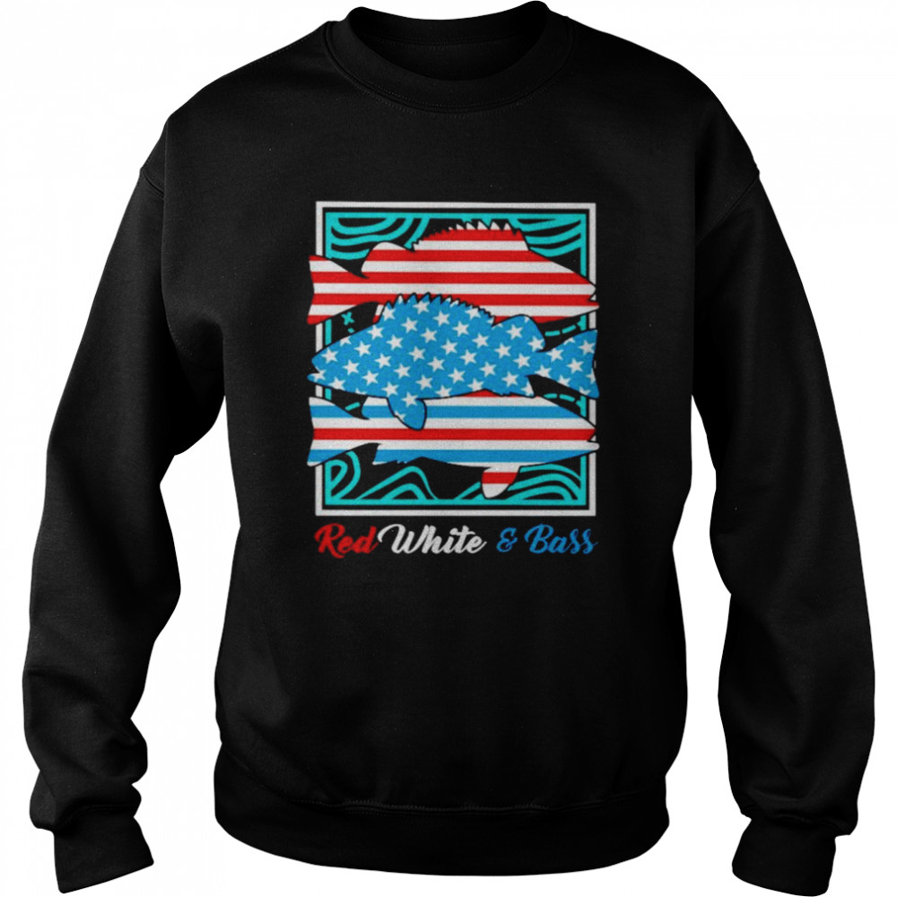 Fishing 4th of July red white and bass  Unisex Sweatshirt