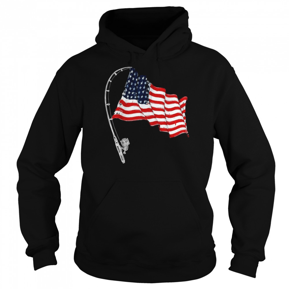 Fishing American flag fisherman patriotic day 4th of july  Unisex Hoodie