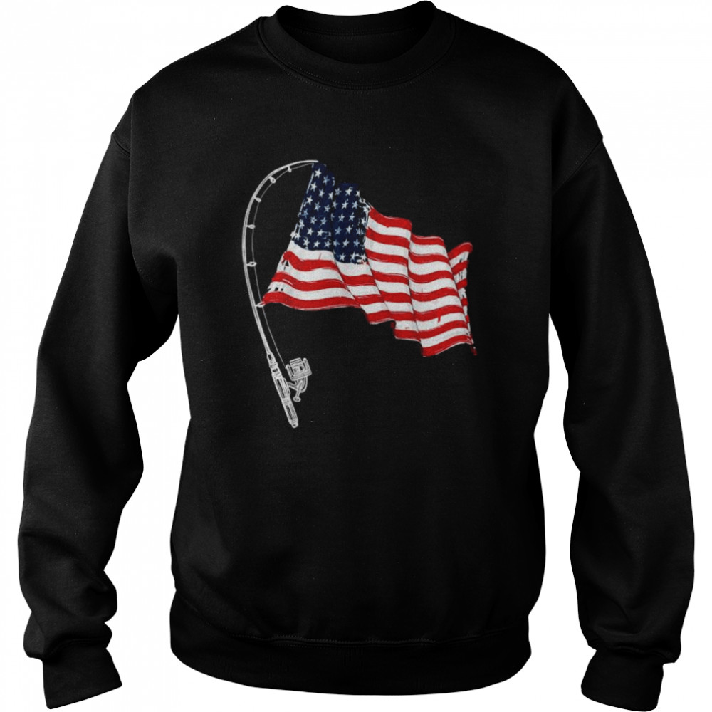 Fishing American flag fisherman patriotic day 4th of july  Unisex Sweatshirt