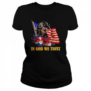 Flower Flag In God We Trust BLACK Dachshund Shirt Classic Women's T-shirt