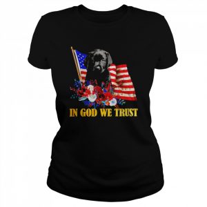 Flower Flag In God We Trust BLACK Labrador Pup Shirt Classic Women's T-shirt