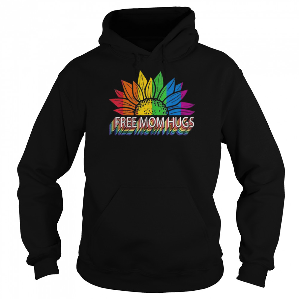 Free mom hugs pride rainbow sunflower lgbt pride month  Unisex Hoodie