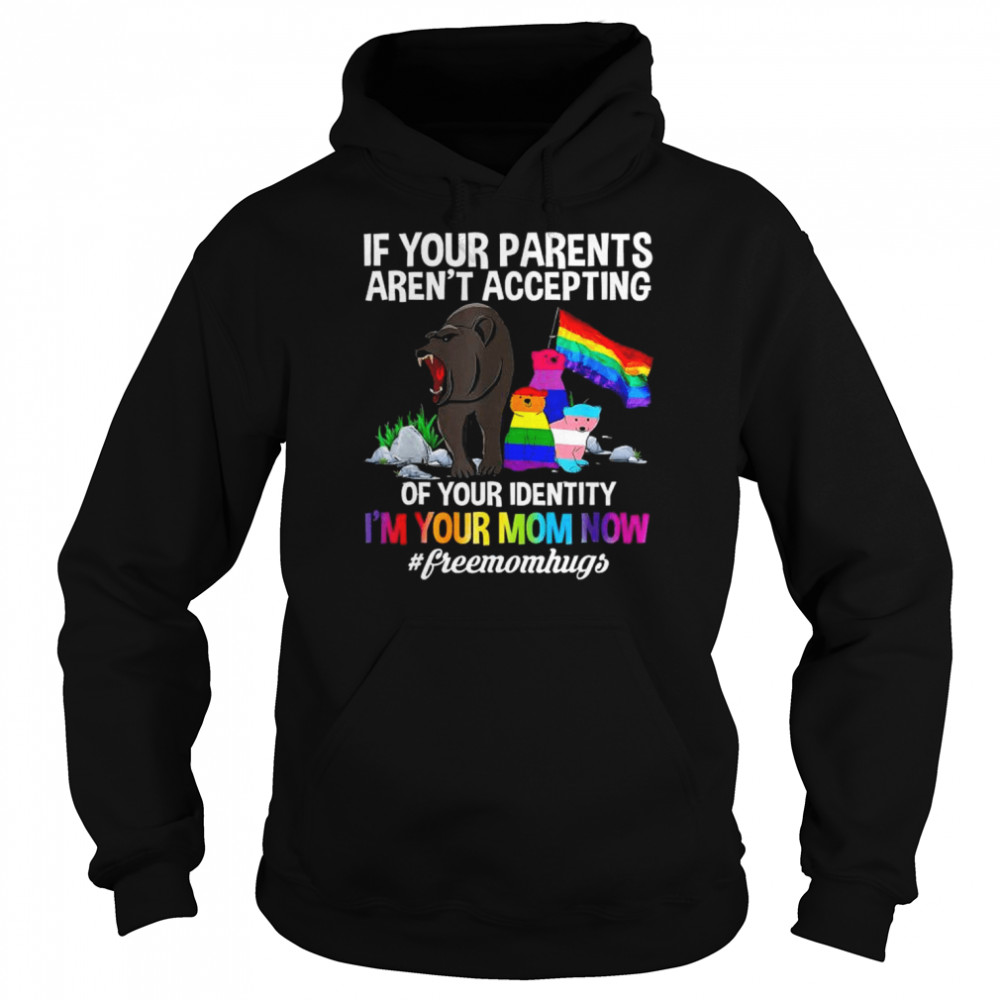 Free mom hugs proud mama bear lgbt gay pride lgbtq parade  Unisex Hoodie