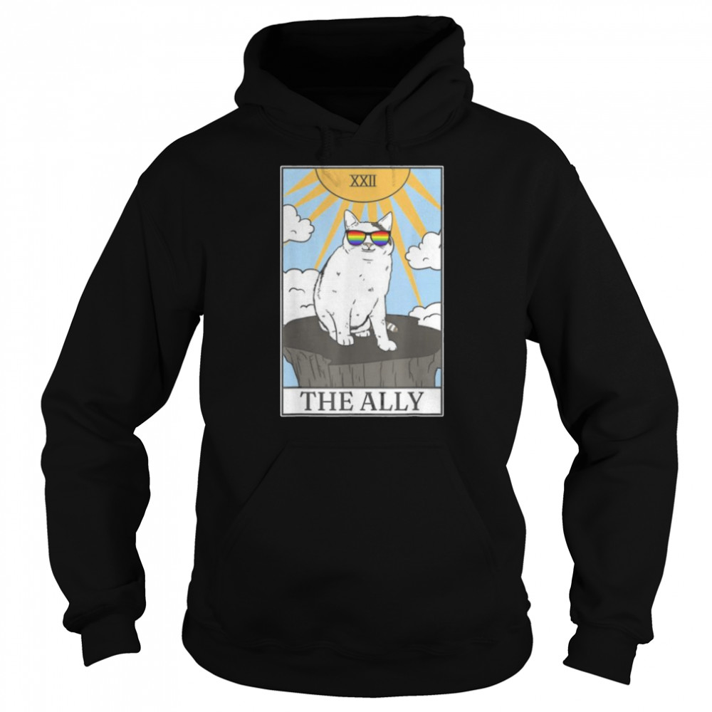 Gay pride pride sunglasses alley cat tarot card  Unisex Hoodie