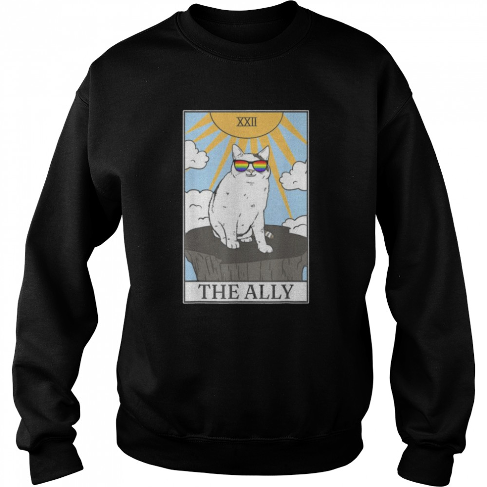 Gay pride pride sunglasses alley cat tarot card  Unisex Sweatshirt