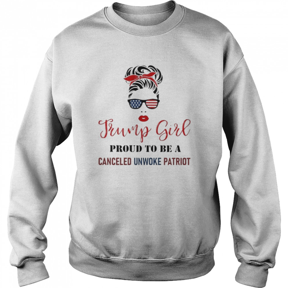 Girl Bandana Glasses American flag Trump girl proud to be a canceled unwoke patriot  Unisex Sweatshirt