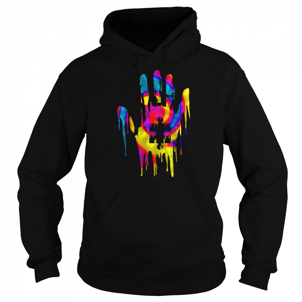 Hand Tie Dye Autism Puzzle Piece Autism Awareness Shirt Unisex Hoodie