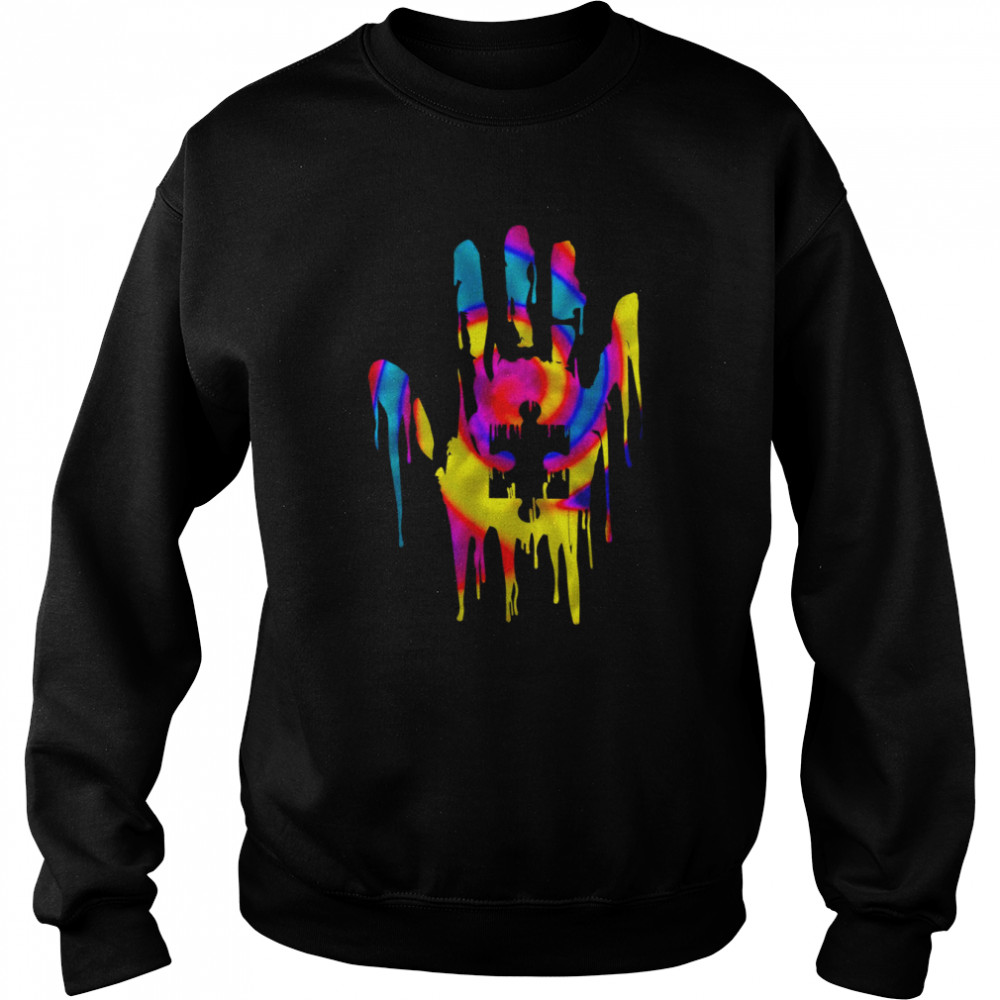 Hand Tie Dye Autism Puzzle Piece Autism Awareness Shirt Unisex Sweatshirt