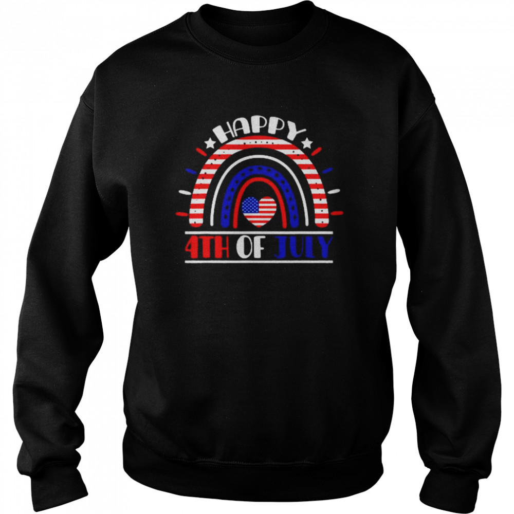 Happy 4th Of July American Flag Rainbow USA Patriotic Shirt Unisex Sweatshirt