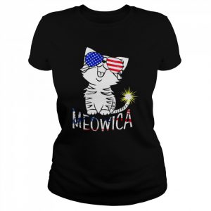 Happy 4th Of July Meowica American Patriotic Flag Cat Shirt Classic Women's T-shirt