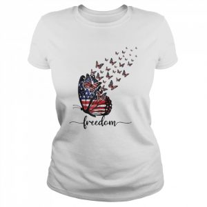 Happy Independence Day Usa Flag Freedom Butterfly Shirt Classic Women's T-shirt