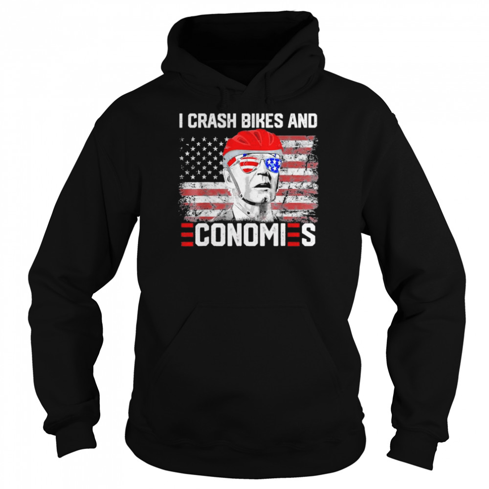 I Crash Bikes and Economies Joe Biden Falling off Bike T-Shirt Unisex Hoodie