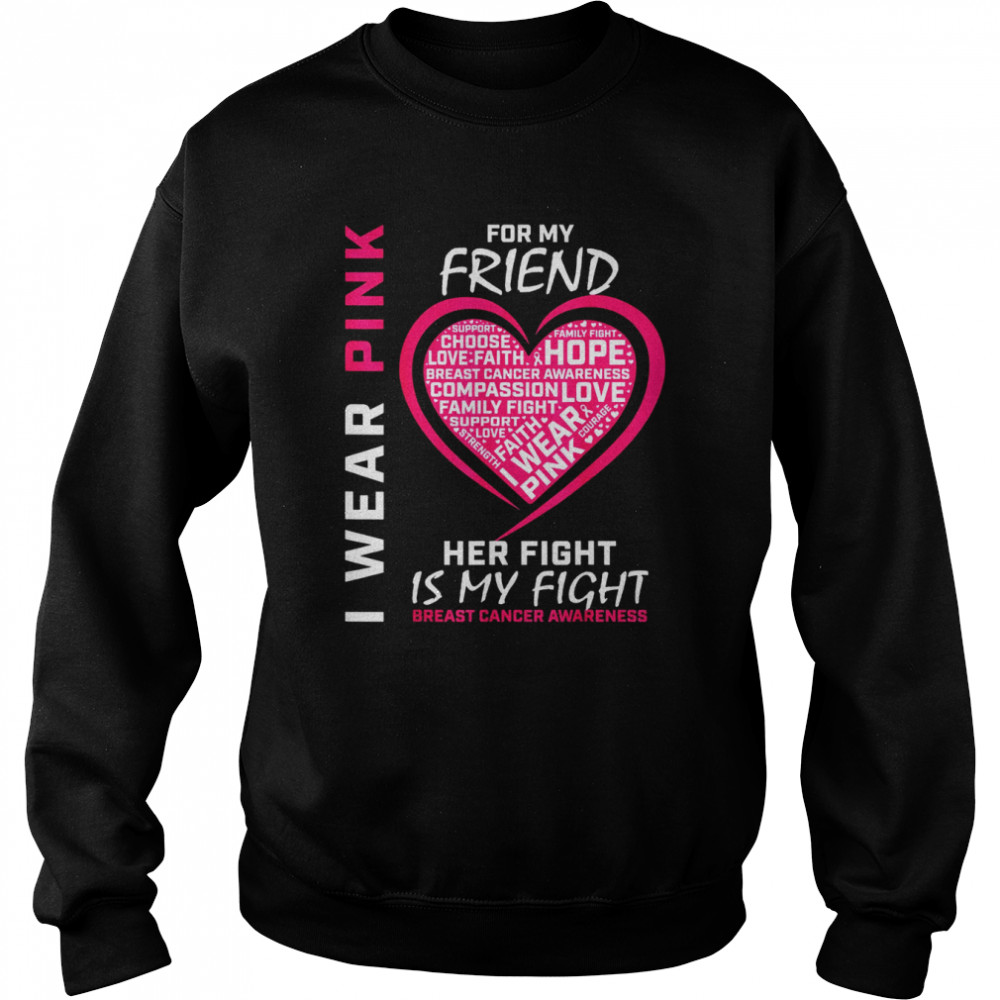 I Wear Pink For My Friend Breast Cancer Awareness Her Fight Shirt Unisex Sweatshirt