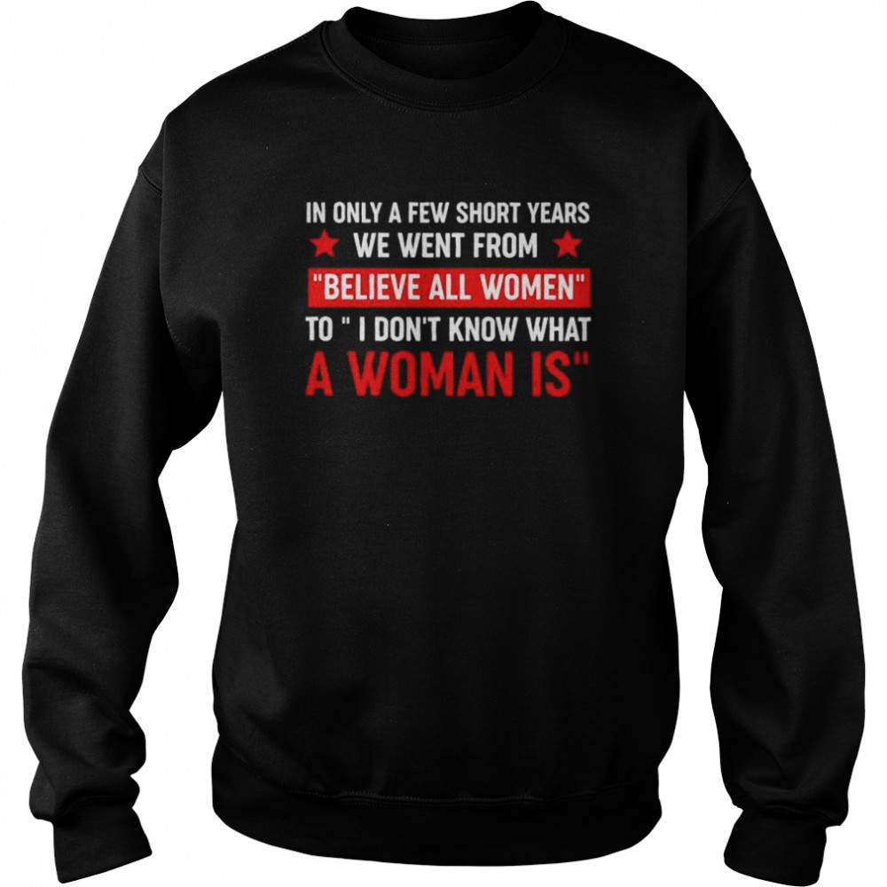 In only a few short year we went from believe all women  Unisex Sweatshirt