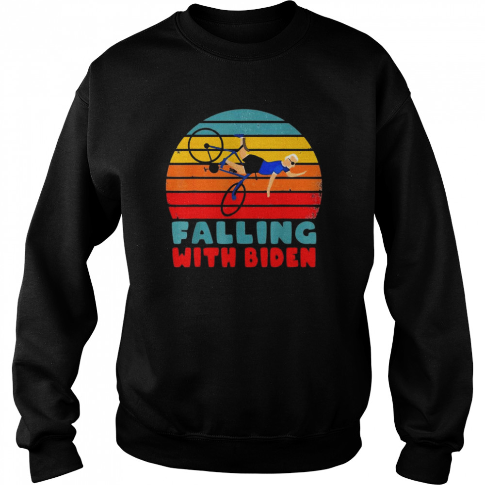 Joe Biden Falling Biker Falling With Biden Retro Vintage Shirt Unisex Sweatshirt