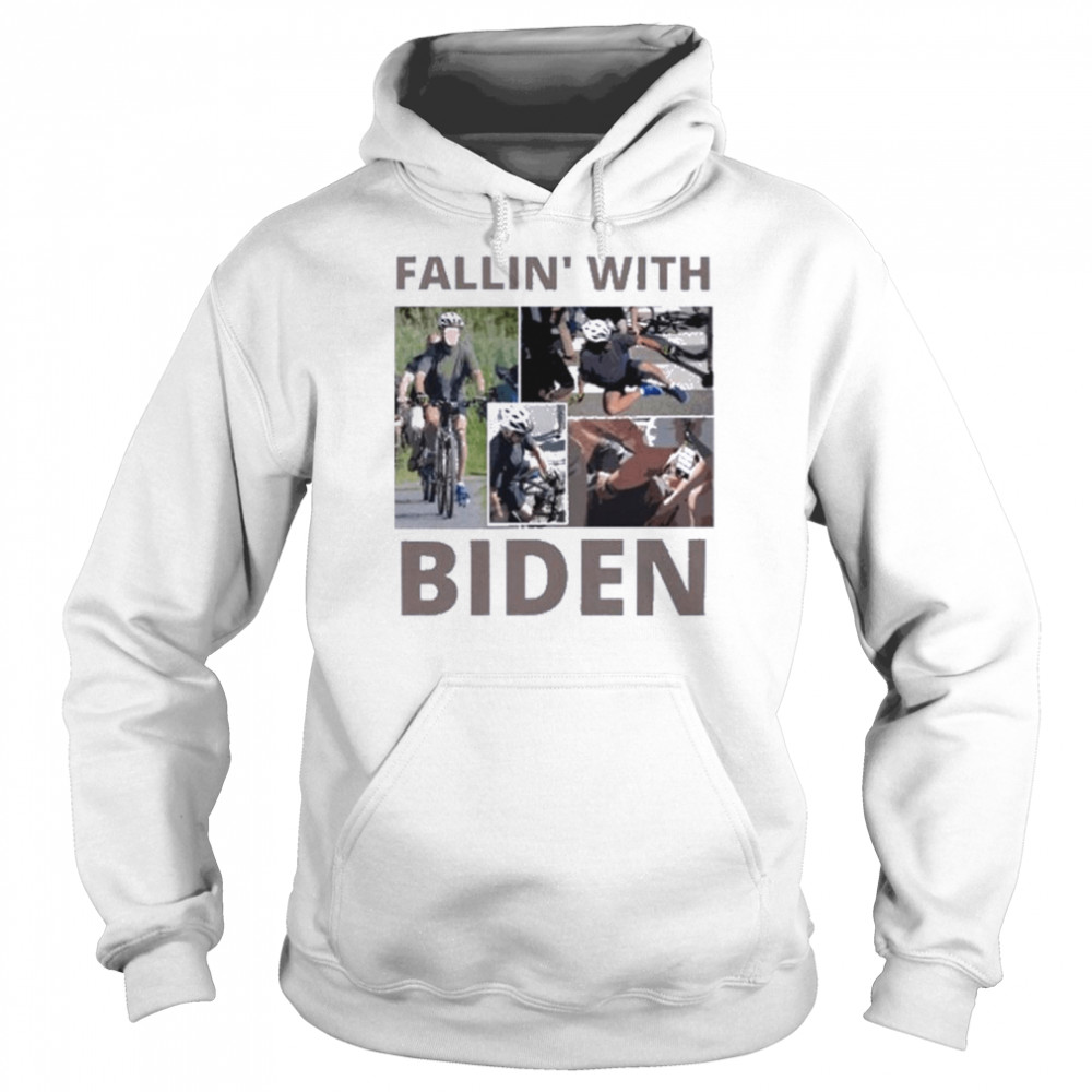 Joe Biden Falls Off Bike Fallin’ With Biden 2022 Shirt Unisex Hoodie