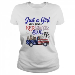 Just A Girl Who loves red white blue and Cats truck  Classic Women's T-shirt