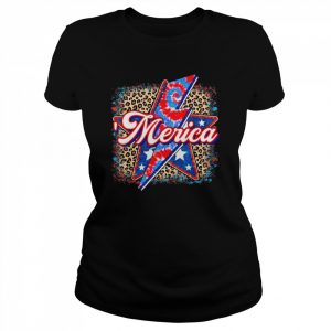 Leopard merica American flag  Classic Women's T-shirt