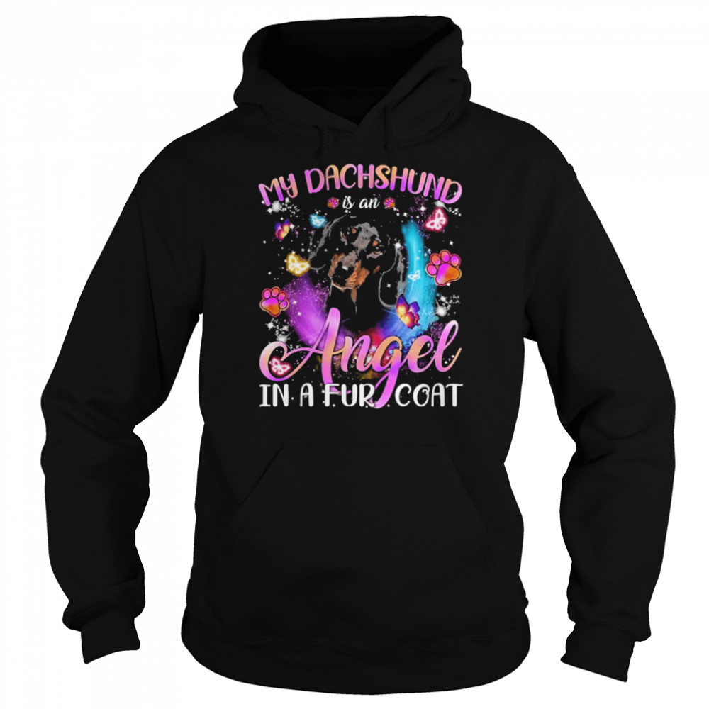 My Dachshund Is An Angel In A Fur Coat Shirt Unisex Hoodie