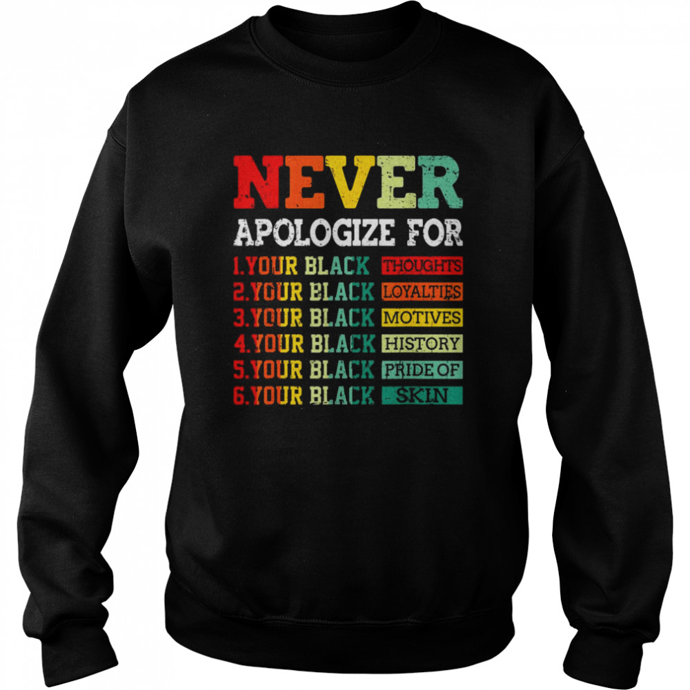 Never Apologize For Your Blackness Juneteenth Freedom 1865 Shirt Unisex Sweatshirt