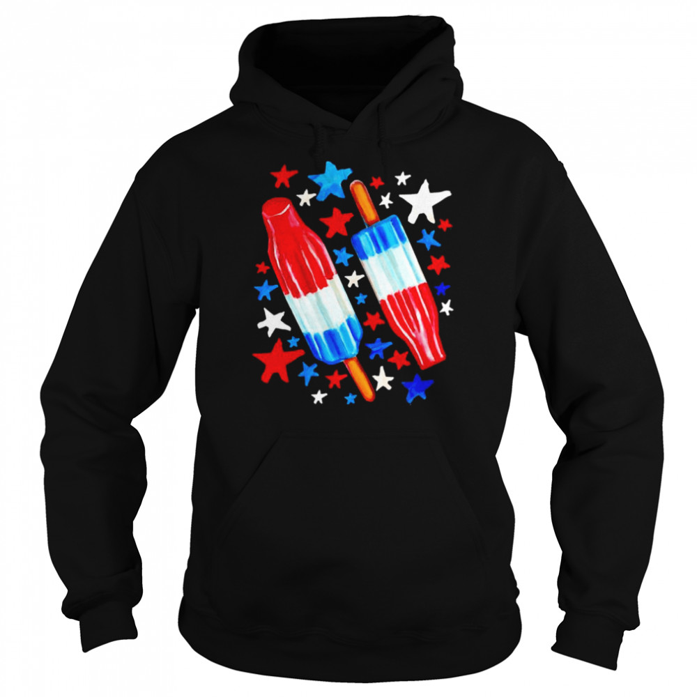 Patriotic Rocket Pop And Stars Pattern T-Shirt Unisex Hoodie