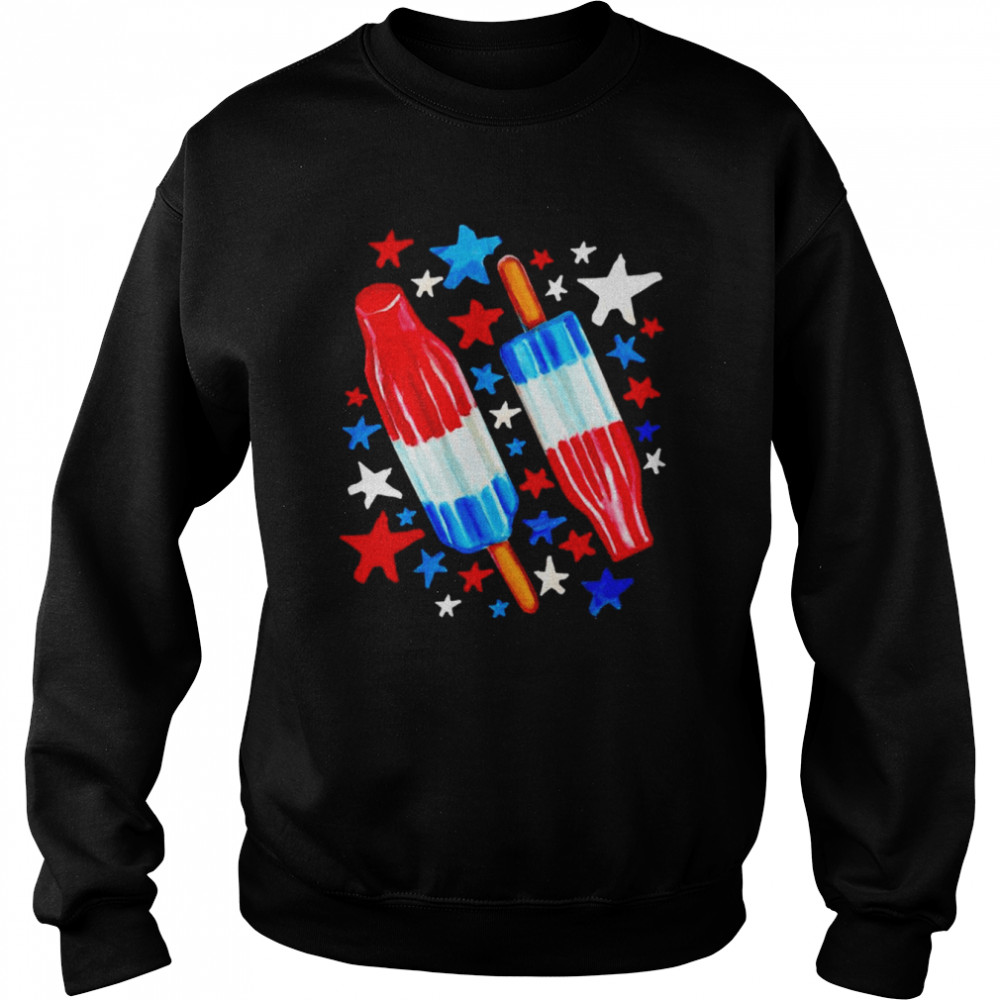 Patriotic Rocket Pop And Stars Pattern T-Shirt Unisex Sweatshirt