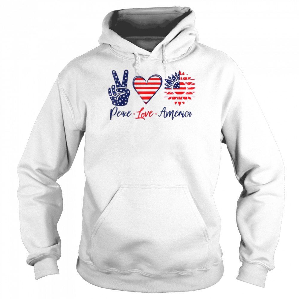 Peace Love America Sunflower 4th Of July Fireworks Shirt Unisex Hoodie