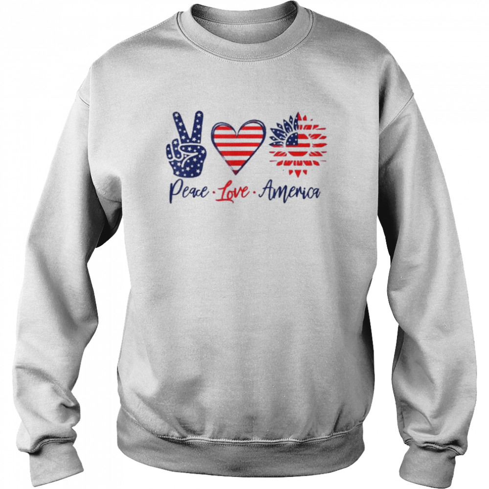 Peace Love America Sunflower 4th Of July Fireworks Shirt Unisex Sweatshirt