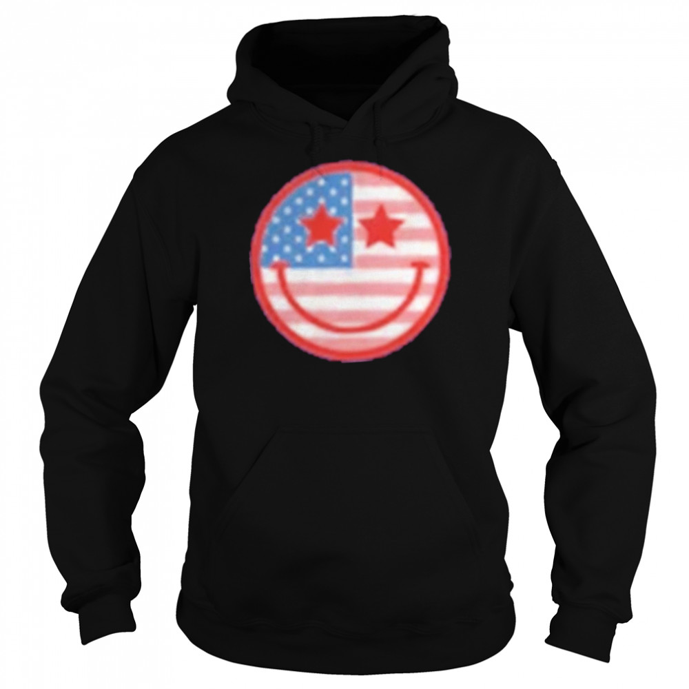 Retro Smiley Usa Flag 4th Of July Retro Funny Fourth Womens 4th Of July T-Shirt Unisex Hoodie