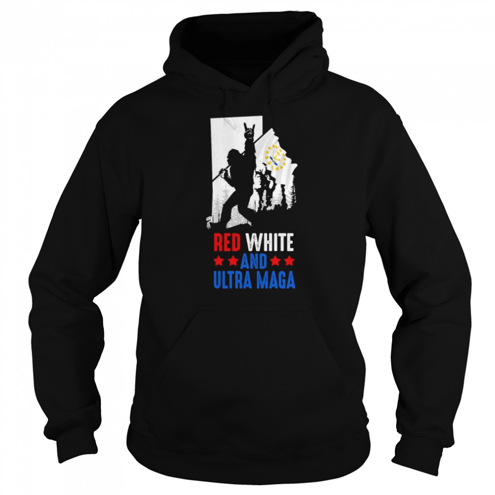 Rhode Island America Bigfoot Red White And Ultra Maga Shirt Unisex Hoodie