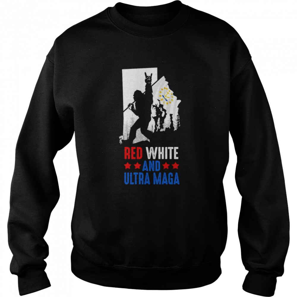 Rhode Island America Bigfoot Red White And Ultra Maga Shirt Unisex Sweatshirt