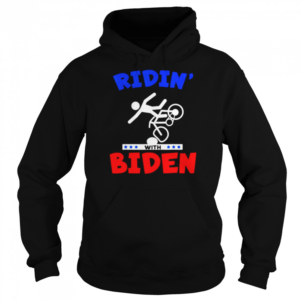 Ridin with biden joe biden falling off bicycle meme  Unisex Hoodie