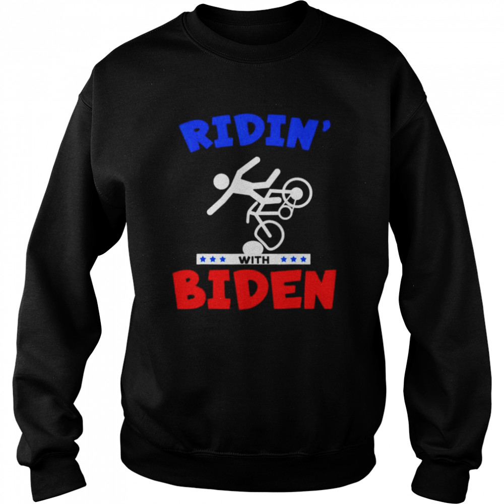 Ridin with biden joe biden falling off bicycle meme  Unisex Sweatshirt