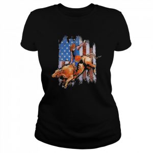 Rodeo Bull Riding American Flag Shirt Classic Women's T-shirt