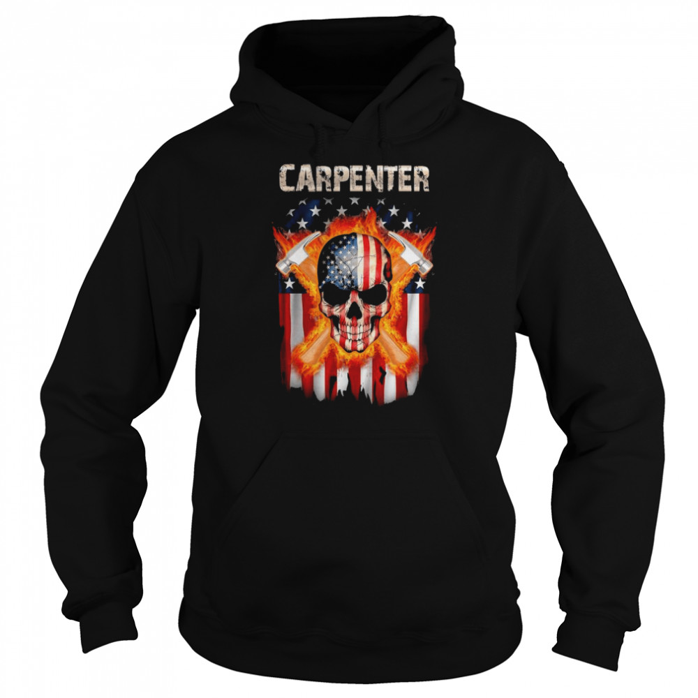 Skull Carpenter American flag  Unisex Hoodie